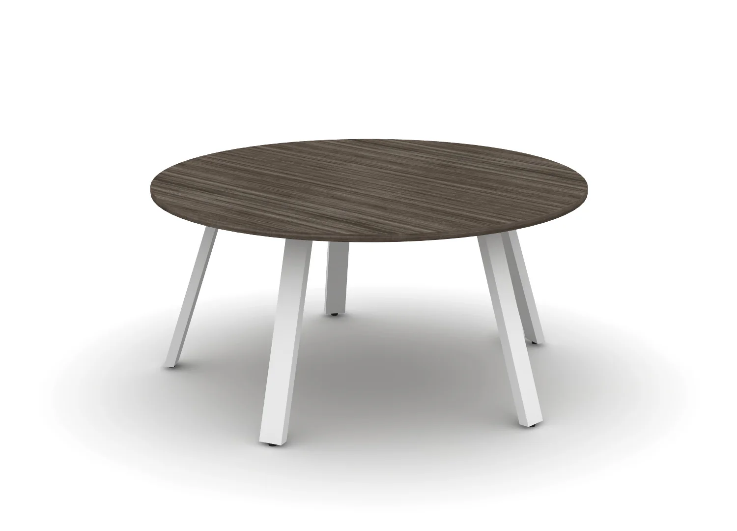 60" Round Angled-Leg Table - Shadow Elm + Electric White - Image 7